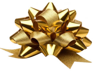 A large, shiny, golden bow on a , bow, gold, ribbon, wrap