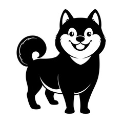 Shiba Inu Smiling Face vector clean black silhouette design white background