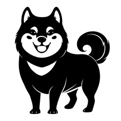 Shiba Inu Smiling Face vector clean black silhouette design white background