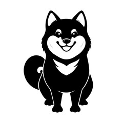 Shiba Inu Smiling Face vector clean black silhouette design white background