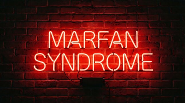 Marfan syndrome awareness neon sign on brick wall creates powerful visual message