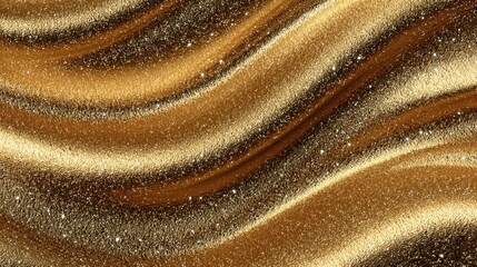 Gold grainy texture with waves creates a luxurious and elegant abstract background for design projects