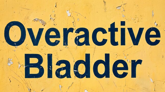 Overactive bladder awareness campaign on distressed yellow wall for health and wellness ads