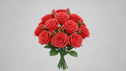A bouquet of red roses on a gray background.