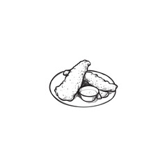 Set of seafood objects. Hand drawn illustrations converted to vector
