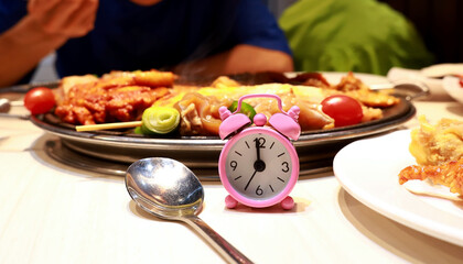Pink Alarm Clock Waiting for the IF Meal Concept