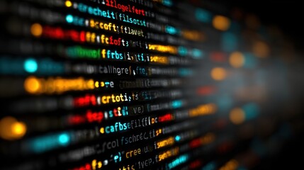 Coding abstract high technology backdrop depicts software development and computer script, represents data and programming