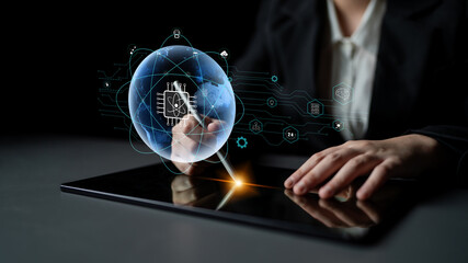 A global quantum computing network for the future of communication and data processing. A worldwide system powered by quantum technology and AI. Motif