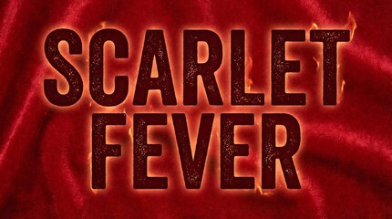Dramatic fiery text overlay announces Scarlet Fever against intense red textured background