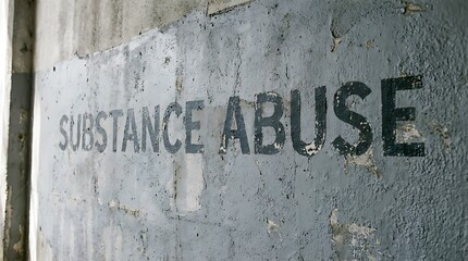 A close-up captures a stark message of Substance Abuse. The weathered, concrete wall bears the painted words, a poignant reminder of a critical social issue.