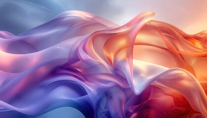 Abstract flowing fabric with iridescent colors and sparkling glitter accents in soft studio lighting