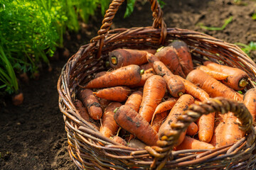 Carrot harvest in the garden. Selective focus.