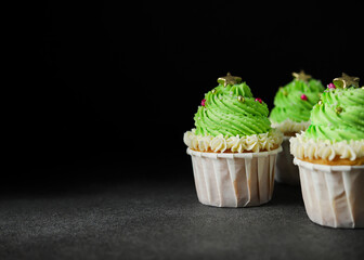 Close-up of Christmas Cupcakes with Copy Space