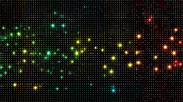 Led screen texture displaying multiple colored lights on a black background forming a high-quality realistic perspective - Powered by Adobe