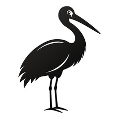 Spoonbill vector clean black silhouette design white background