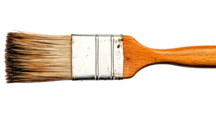 Paint Brush Isolated on White Background – Wooden Handle Painting Tool