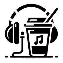 Food and music depiction logo vector image illustration