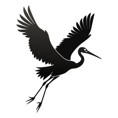 Stork Fly vector clean black silhouette design white background