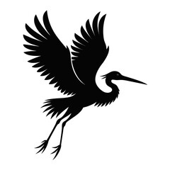 Stork Fly vector clean black silhouette design white background