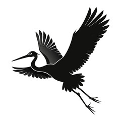Obraz premium Stork Fly vector clean black silhouette design white background
