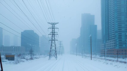 Snowstorm for travel warning, impacting visibility and transport routes.