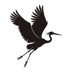 Stork Fly vector clean black silhouette design white background