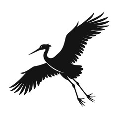 Stork Fly vector clean black silhouette design white background
