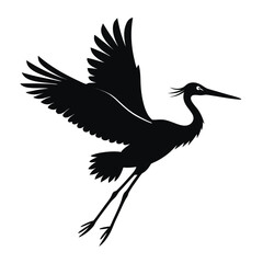 Stork Fly vector clean black silhouette design white background