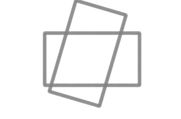 Minimalist geometric overlap featuring two intersecting gray rectangular outlines creating dynamic visual tension