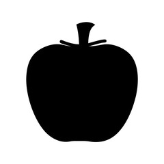Simple black apple silhouette vector icon illustration, embodying healthy eating, fresh produce, natural fruit, and organic food concepts. a versatile graphic design element for branding.