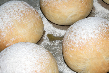 Close up of freshly home made bread rolls freshly out of the oven