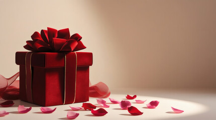red gift box with red ribbon and bow