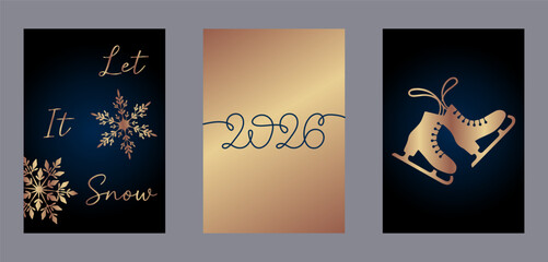 Elegant Winter Holiday Gold Cards