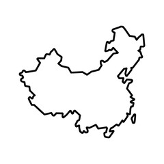 Simple Outline Vector Map of China Country Border Graphic