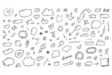 Marker-Style Doodle Sheet Featuring Hearts, Stars, and Arrows