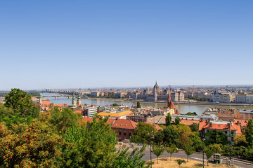 Budapest, Hungary. Left bank part of Budapest with River Danube.