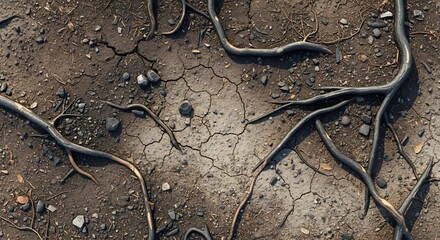 Cracked Earth and Exposed Roots - A Study in Aridity and Resilience.