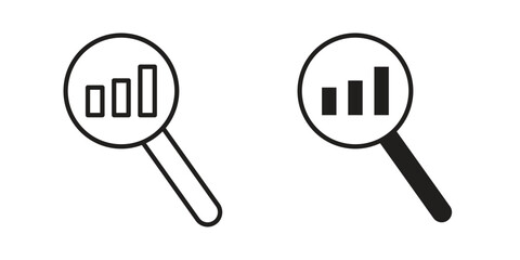 Analysis icons symbol, logo illustration. Vector graphics set