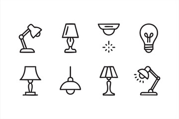 Interior lighting symbols for room layouts, product mockups, and app interfaces