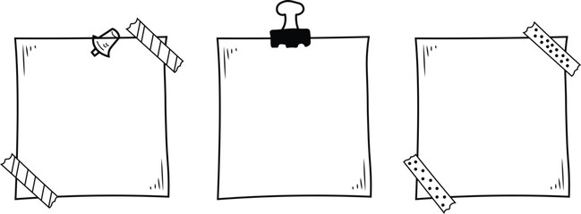 Hand drawn set of paper and note vector illustrations doodle sketch style for office planning and organization © Hassaan