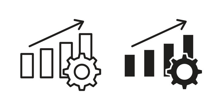 Business performance icons symbol, logo illustration. Vector graphics set