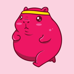 Cute Kawaii Capybara Doing Sports Vector Illustration