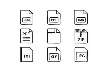 Document format outline icons for productivity tools