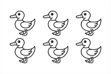 Simple Duck Vector Graphics for Nursery Themes and Child-Friendly UI