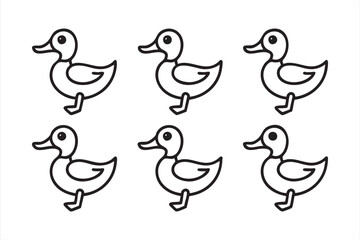 Cartoon Bird Line Icons for Child Education Platforms and Activity Pages