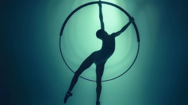 Video A person spinning and flipping a hula hoop, capturing the moment in mid-air