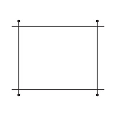 Fototapeta premium Square frame with corner lines and dots, simple geometric black outline illustration