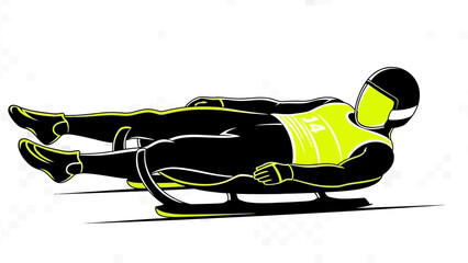 Dynamic athlete speeding down icy track on sled for thrilling winter sports competition design  © Thamseer