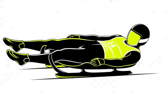 Dynamic athlete speeding down icy track on sled for thrilling winter sports competition design

