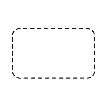 Dashed line rectangular border with rounded corners isolated on a white background